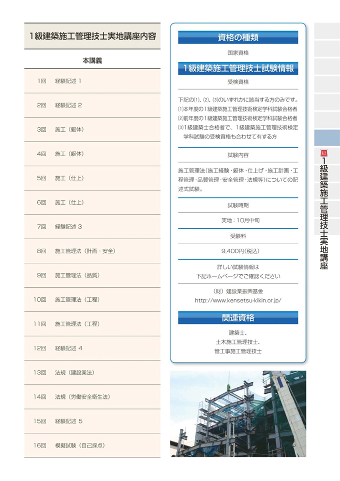 1級建築施工管理技士実地講座