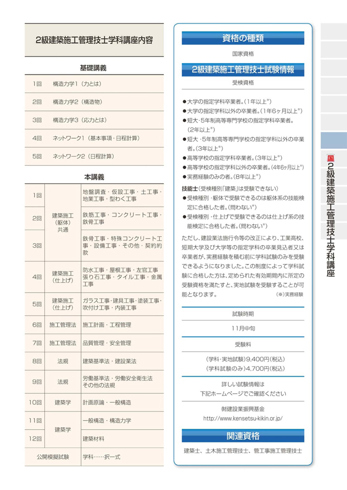 2級建築施工管理技士学科講座