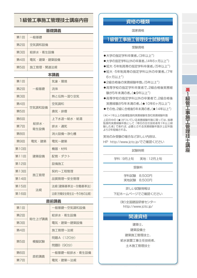 1級管工事施工管理技士講座