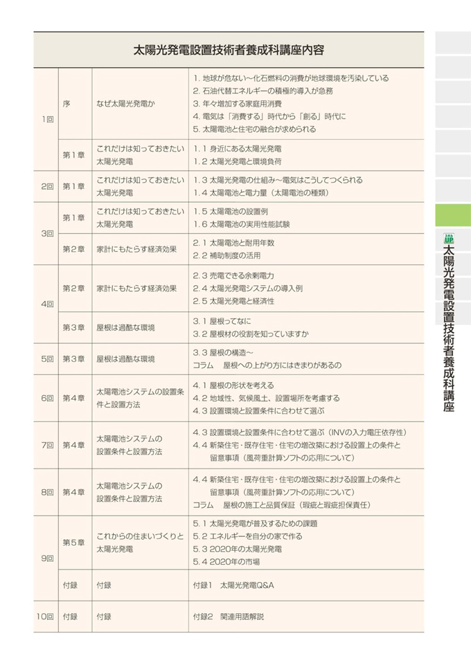 太陽光発電設置技術者養成科講座